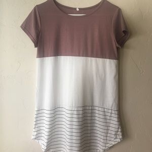 Pink, white and striped tunic shirt